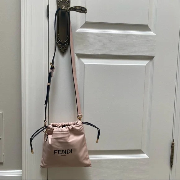 Fendi Baby Pink Leather Drawstring Crossbody / Shoulder Bag - Picture 9 of 9